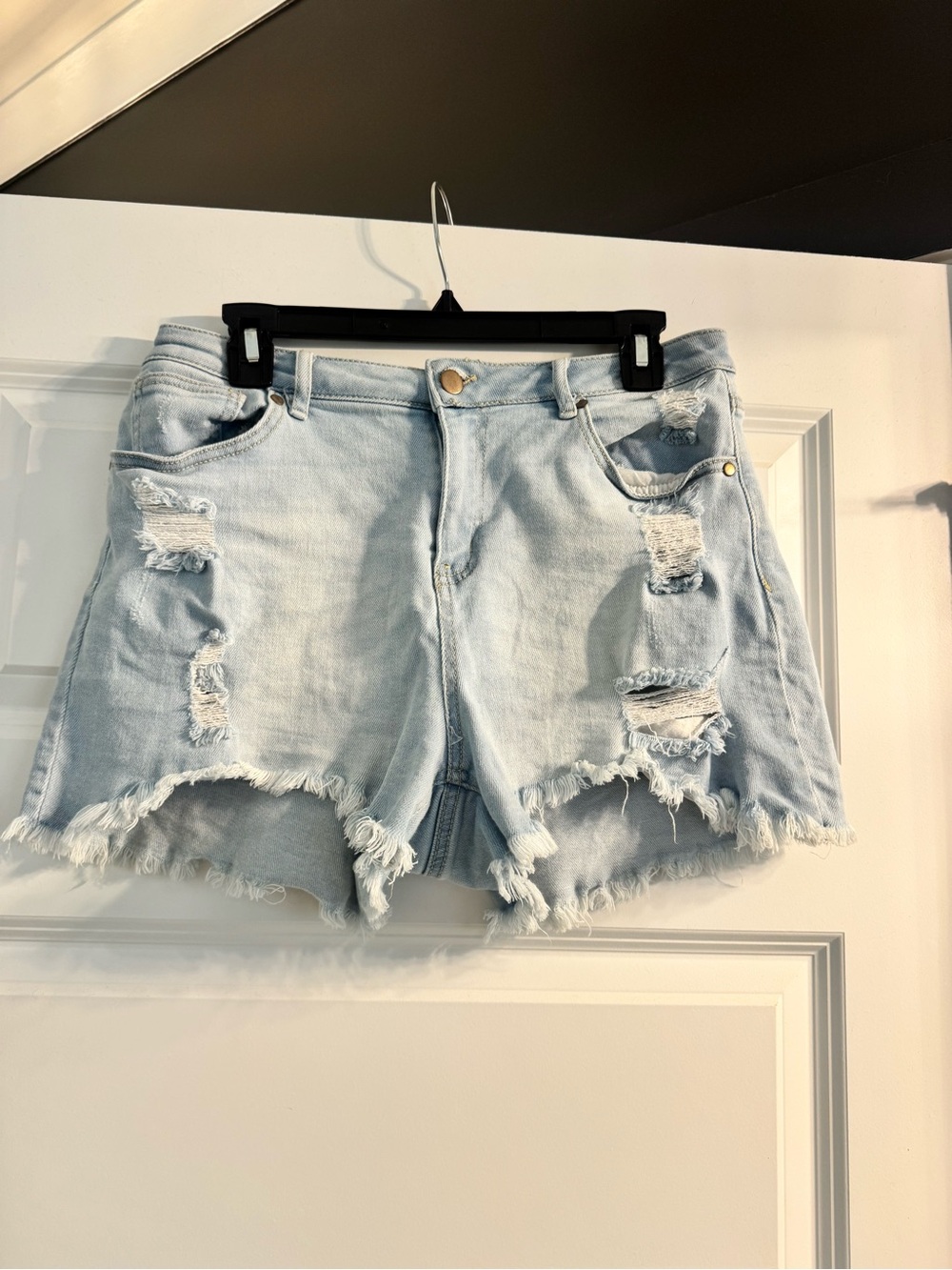 Versona Light Blue Distressed Denim Jean Shorts
